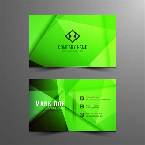 Abstract Modern Green Business Card Template Vector Art At Vecteezy