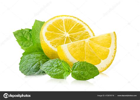 Fresh Lemon Mint Leaves Isolated White Background Stock Photo By