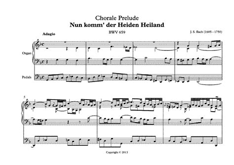 Nun Komm Der Heiden Heiland BWV 659 Bach Johann Sebastian IMSLP