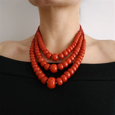 Ukrainian Coral Necklace Orange Coral Beads Vintage Jewelry Etsy In