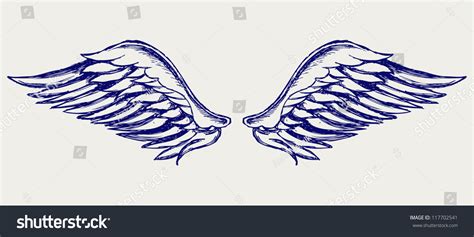 Angel Wings Doodle Style Stock Vector Illustration