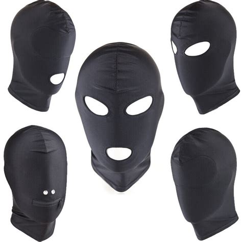 Unisex Blindfold Face Cover Spandex Cosplay Costume Hood Open Eye Mouth