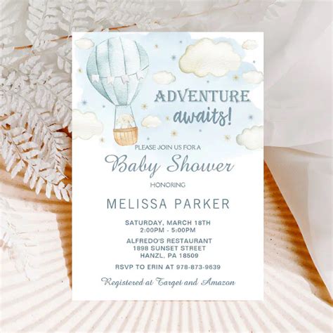 Hot Air Balloon Baby Shower Invitation Zazzle