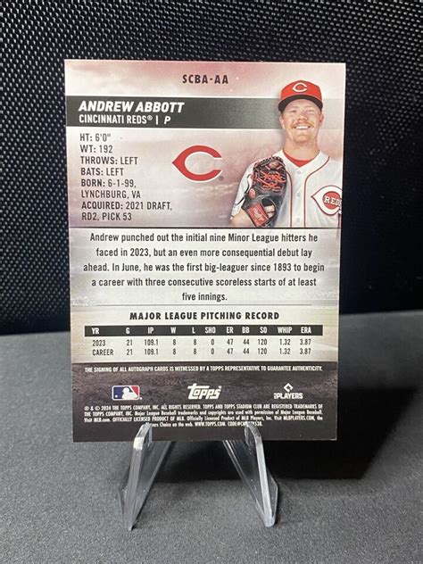 Andrew Abbott 2024 Topps Stadium Club Rookie Auto Card SCBA AA Reds