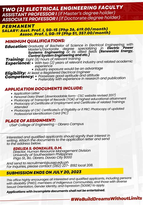 USeP Job Hiring! USeP is in need of eight (8) teaching personnel for ...