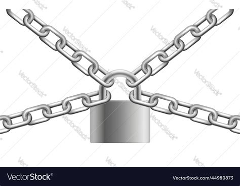 Chrome plated metal chain and padlock Royalty Free Vector