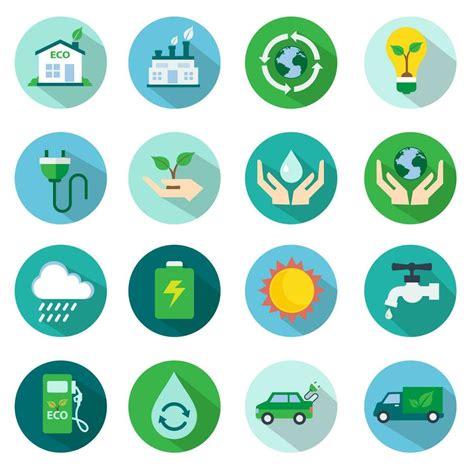 Ecology Vector Flat Icons Set 25802076 Vector Art At Vecteezy