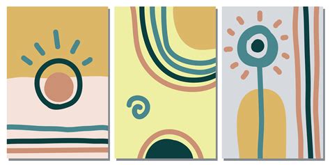 Set Of Stylish Templates With Organic Abstract Shapes And Lines In Nude Colors Pastel