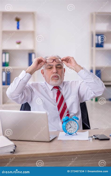 Old Male Employee In Time Management Concept Stock Photo Image Of