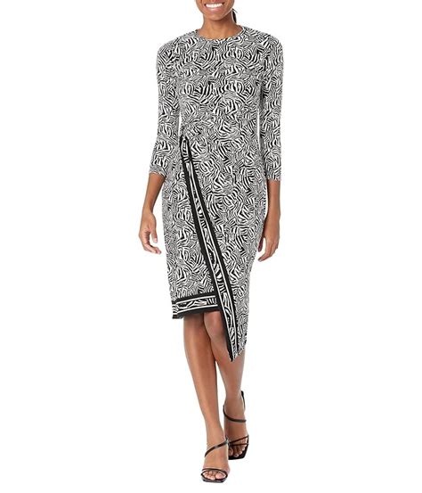 MICHAEL Michael Kors Petite Zebra Asymmetrical Border Midi Dress