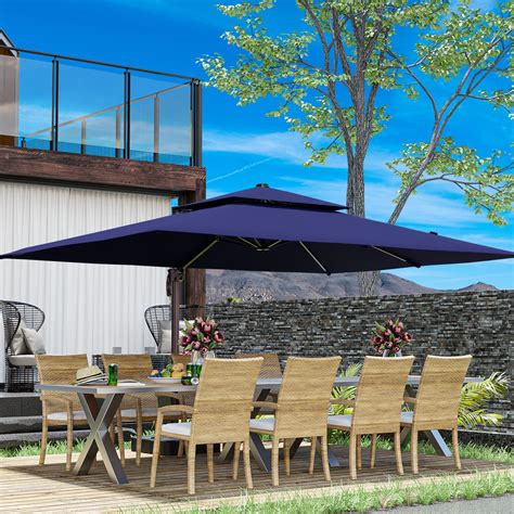 Zlacuiu 10x13ft Cantilever Outdoor Patio Umbrellas Double Top Large