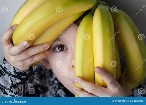 Child Hiding Behind Bananas Stock Photo Image Of Local Bananas