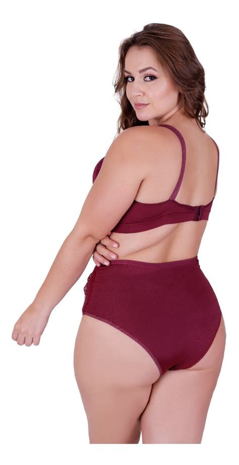 Kit 5 Conjunto Lingerie Plus Size Sutiã E Calcinha Reforçado Parcelamento sem juros