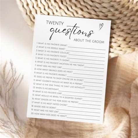 Printable Bridal Shower Trivia Game Etsy