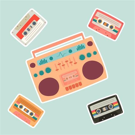 Vector Set Of Cute 80s 90s Nostalgia Stickers Vintage Electronic Game