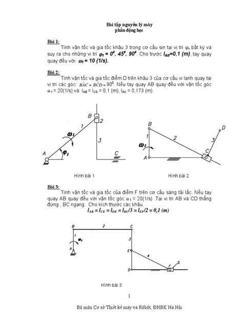 Bài Tập Nguyên Lý Máy Pdf