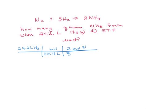 How Many Grams Of Nh3 Form When 242 L Of H2g Measured At Stp