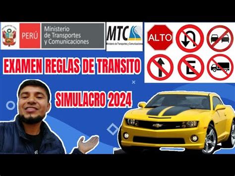 Simulacro Examen De Reglas Mtc Brevete Para Autos Categor A A