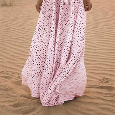 Womens Polka Dot V Neck Long Maxi Dress Ladies Boho Summer Holiday