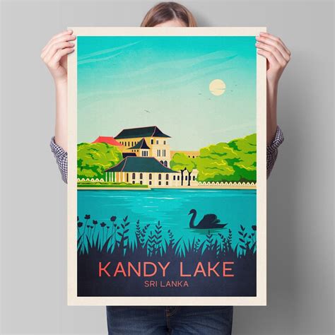 Sri Lanka Traditional Travel Poster - Sri Lanka Print, Kandy Lake, Kiri ... 