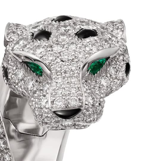 Cartier White Gold Diamond Emerald And Onyx Panthère De Cartier Ring