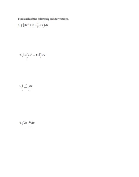 Solved Find Each Of The Following Antiderivatives X Chegg