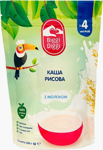 Молочная каша Biggi Diggi рисовая для детей с 4 месяцев 200 г ...
