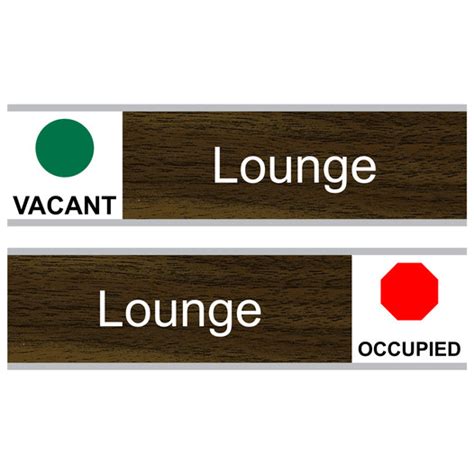 Lounge (Vacant/Occupied) Sliding Engraved Sign EGRE-405-SLIDE-WHTonWLNT