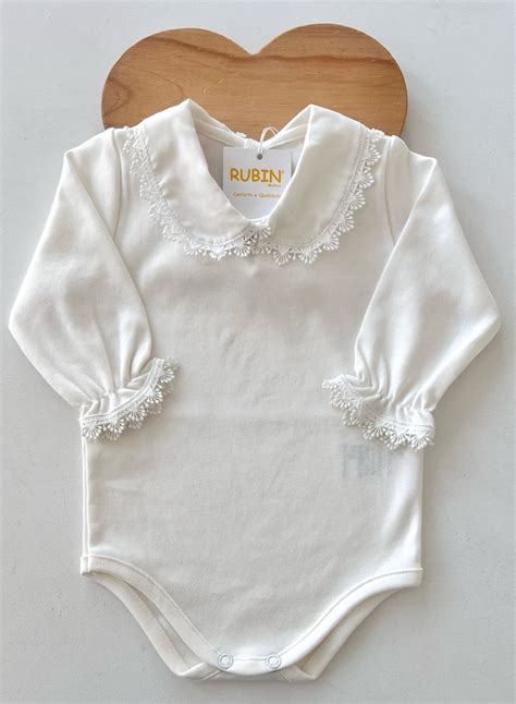 Body Feminino Guipir Bico Off White Rubin Malhas