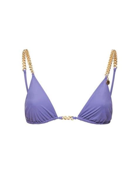 Stella Mccartney Falabella Traingle Bikini Top In Blue Lyst