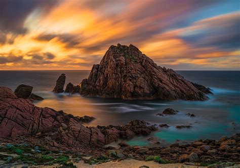 Landscape Sunset Sea Bay Rock Shore Beach Sunrise Evening