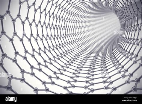 The Structure Of The Graphene Tube Of Nanotechnology 3d Illustration