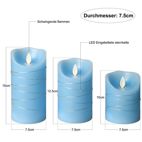 3er Set LED Teelichter Kerzen Elektrische Teelicht Kerze Mit Timer