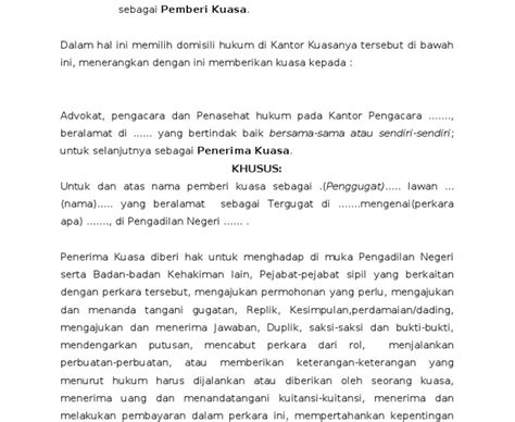 Detail Contoh Surat Kuasa Khusus Perceraian Koleksi Nomer