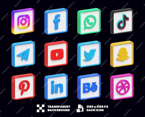 Premium Psd Social Media Icon Collection 3d