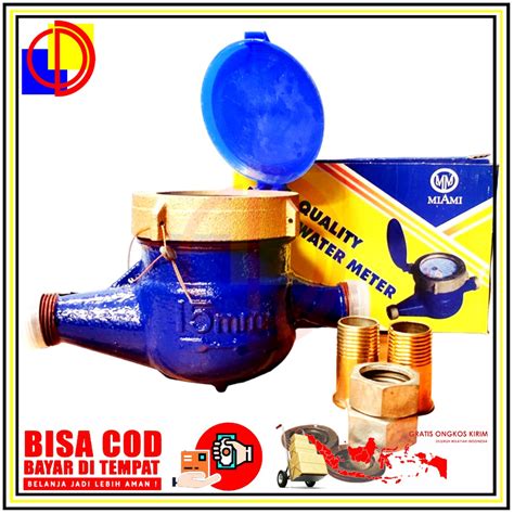 Jual MIAMI Meteran Air Body Besi Water Meter 4 Jarum Alat Pencatat