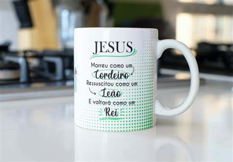 Caneca De Cer Mica Personalizada Crist Ele Vive Elo