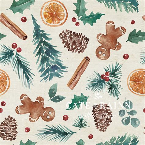 Christmas Seamless Pattern Vintage Christmas Art For Etsy