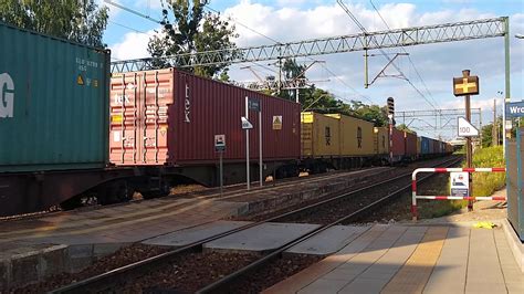 Cargo Container Train Passes Wroclaw Pkp Psie Pole Station