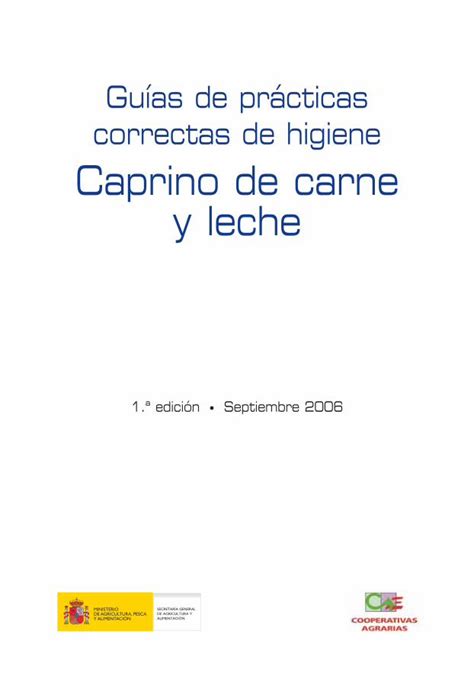 PDF Guías de prácticas correctas de higiene Caprino de carne y