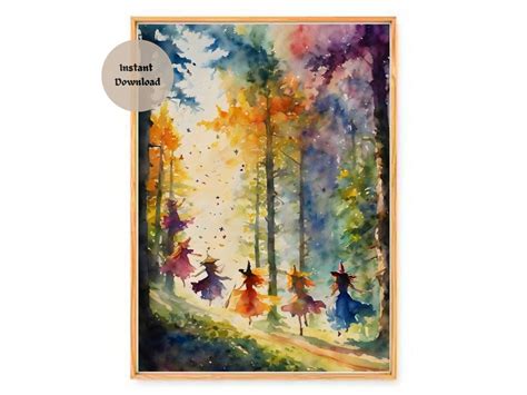 Flying Lesson Hd Witch Altar Print Download Only Witchy Watercolour Art