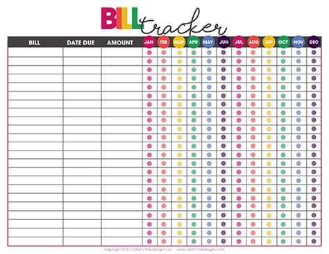 Bill Tracker To Organize Your Finances Free Printable