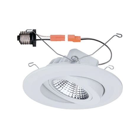 Commercial Electric In White Integrated Led Recessed Gimbal Trim