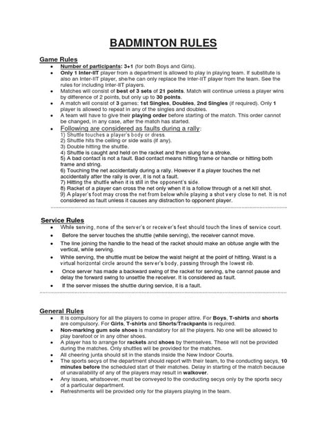 Guidelines for Participation in the Postgraduate Badminton Tournament ...