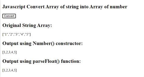 Javascript Convert Array Of String Into Array Of Numbers React Js