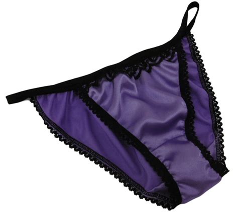Shiny Purple Satin And BLACK Lace Sissy Tanga Panties String Bikini Hand Made In France Etsy