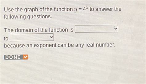 Solved Use The Graph Of The Function Y4x To Answer The Following Questions The Domain Of The