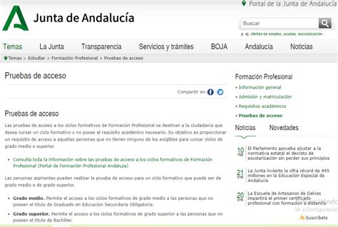 Pruebas De Acceso A Ciclos Formativos Grado Medio Y Superior