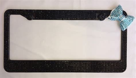 Black Rhinestone Crystal Bling License Plate Frame Upper Etsy