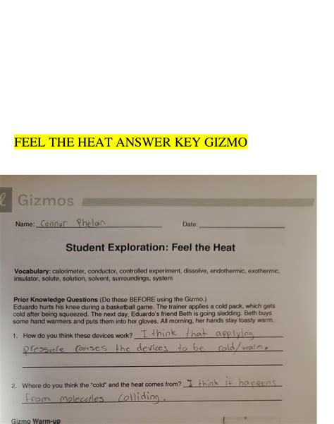 fEEL THE HEAT ANSWER KEY GIZMO – Scholarfriends - Scholarfriends